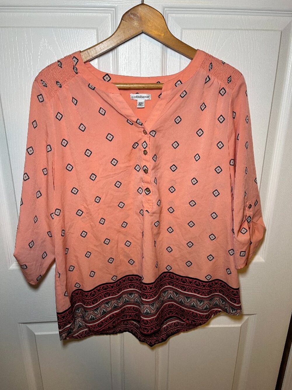 Croft & Barrow Coral Boho Blouse XXL